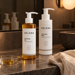 Helena Comfort Cleanse Duo i stemningsfullt baderomsmiljø